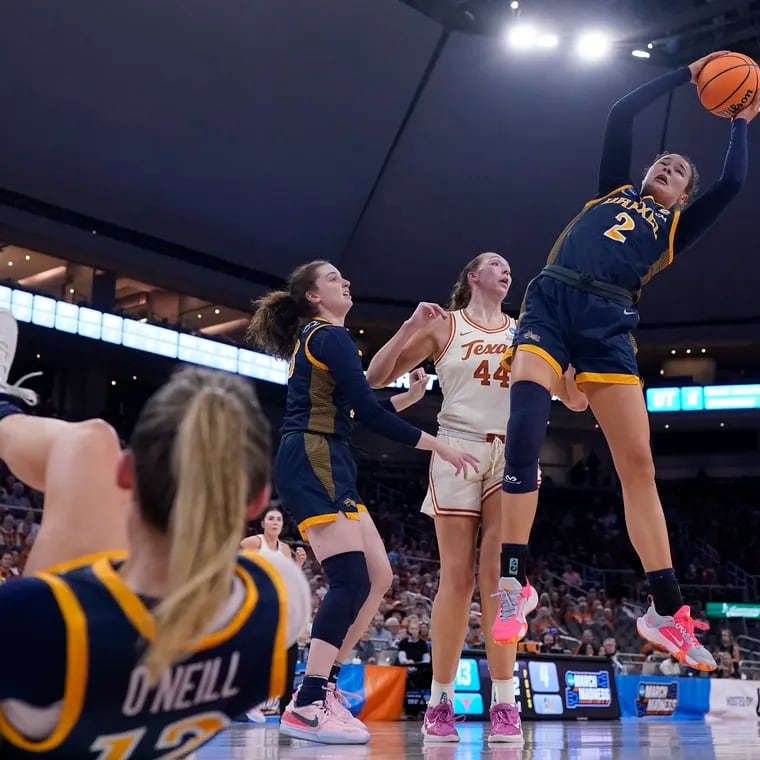 Drexel saw its season come to an end, losing to No. 1 Texas, 82-42. Hetta Saatman (right) finished with three points, two rebounds.