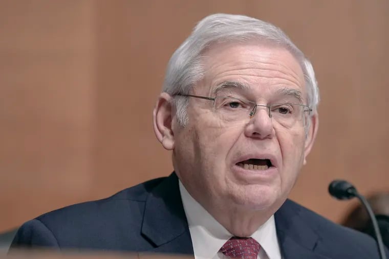 Sen. Bob Menendez, D-N.J., asks a question before the Senate Committee on Banking, Housing, and Urban Affairs, on Capitol Hill Thursday, March 7, 2024, in Washington.